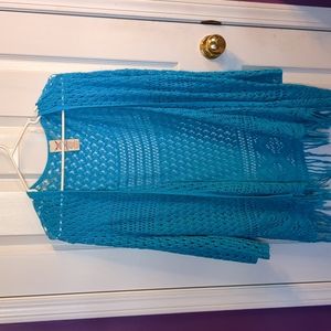 Blue knitted cardigan